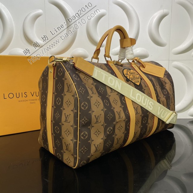 路易威登2022新款手袋 M45967 路易威登胶囊系列经典 Keepall Bandoulière 50旅行袋 LV男士旅行手提包  ydh4584